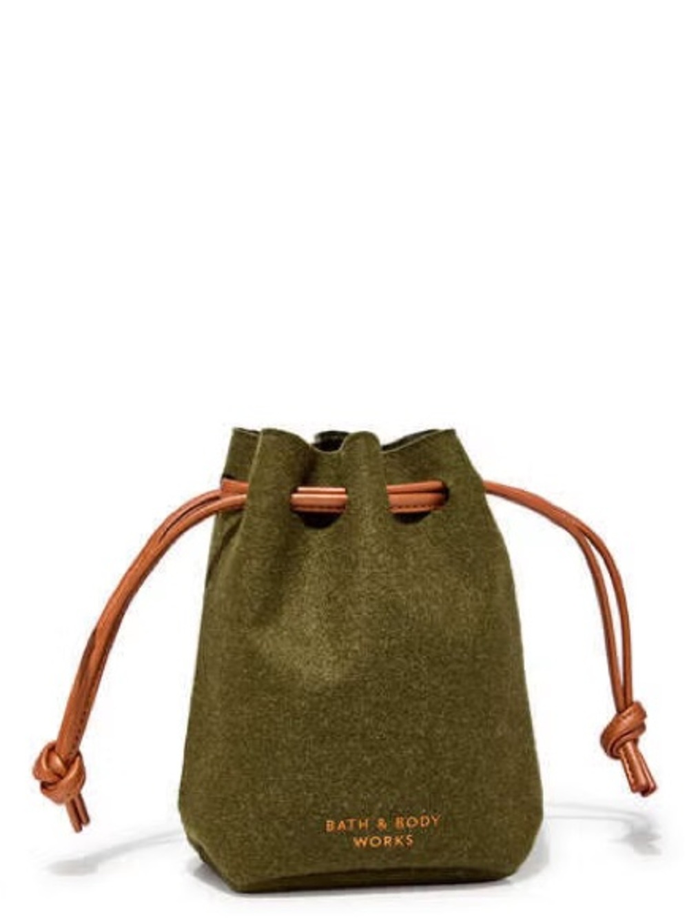 Bath & Body Works Olive Green Felt Tote with Tan Leather Accents